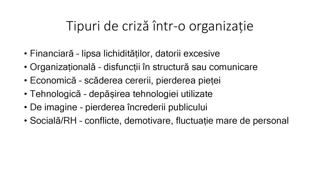 Tipuri de criză într-o organizație