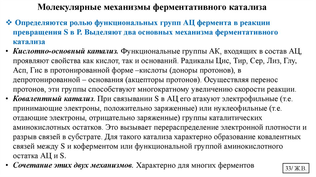 Молекулярные механизмы ферментативного катализа