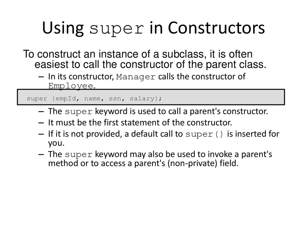Using super in Constructors