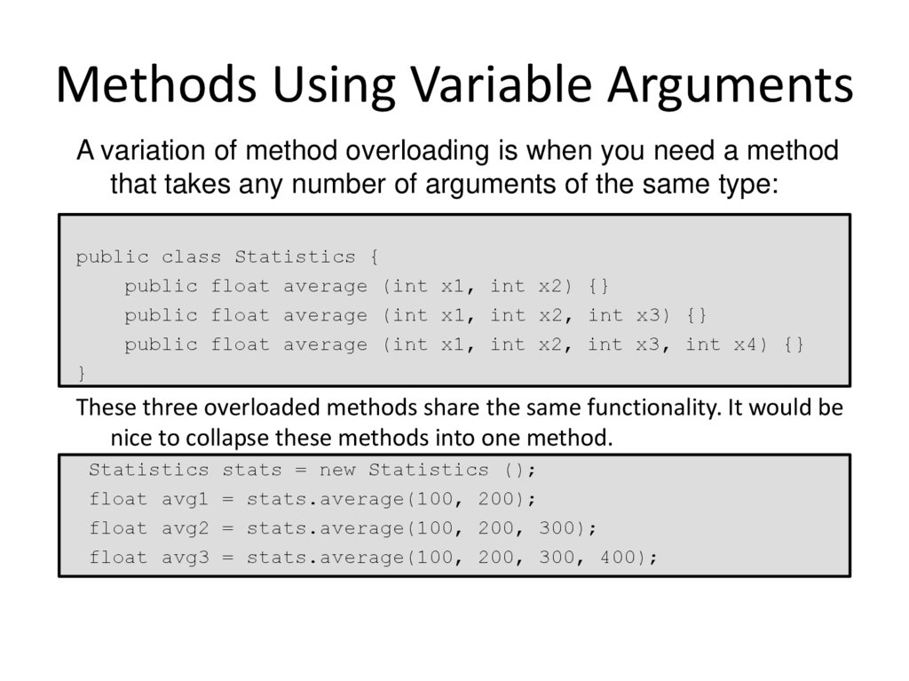 Methods Using Variable Arguments