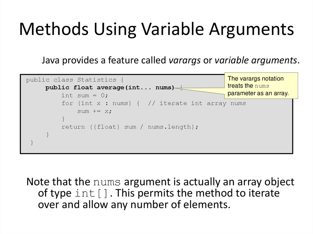Methods Using Variable Arguments