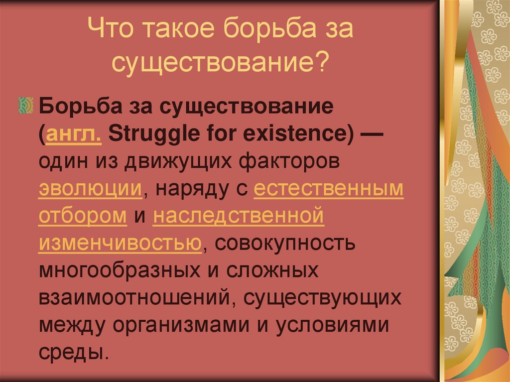 Что такое борьба за существование?