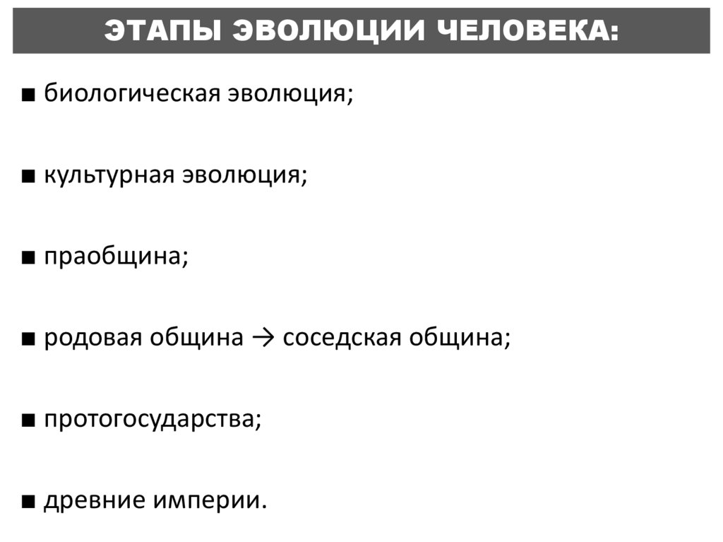 ЭТАПЫ ЭВОЛЮЦИИ ЧЕЛОВЕКА: