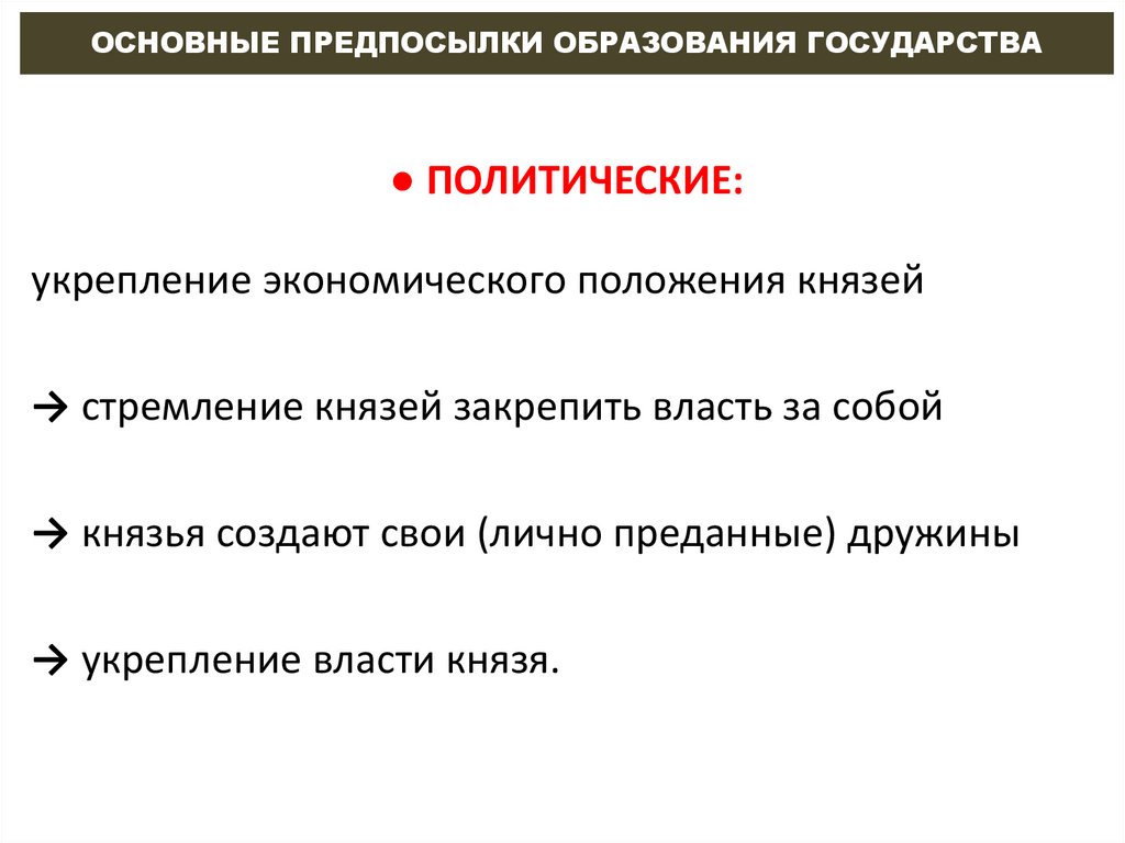 ОСНОВНЫЕ ПРЕДПОСЫЛКИ ОБРАЗОВАНИЯ ГОСУДАРСТВА