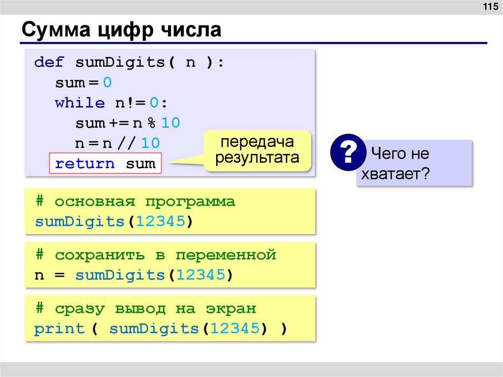 Сумма цифр числа