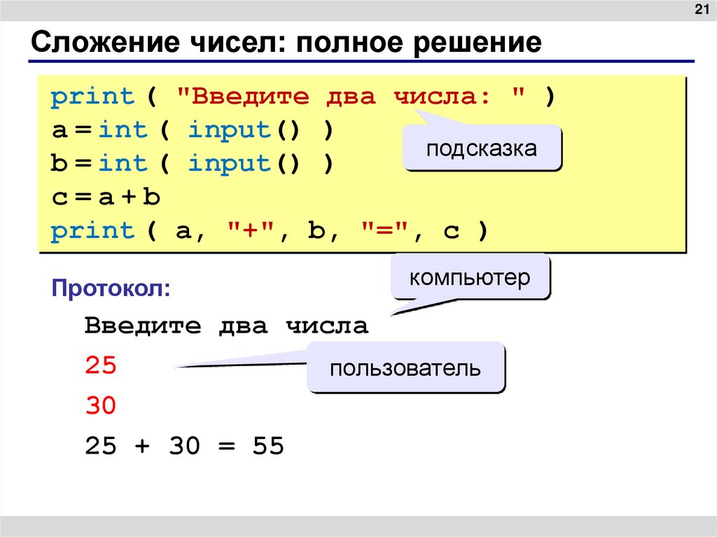 Сложение чисел: полное решение