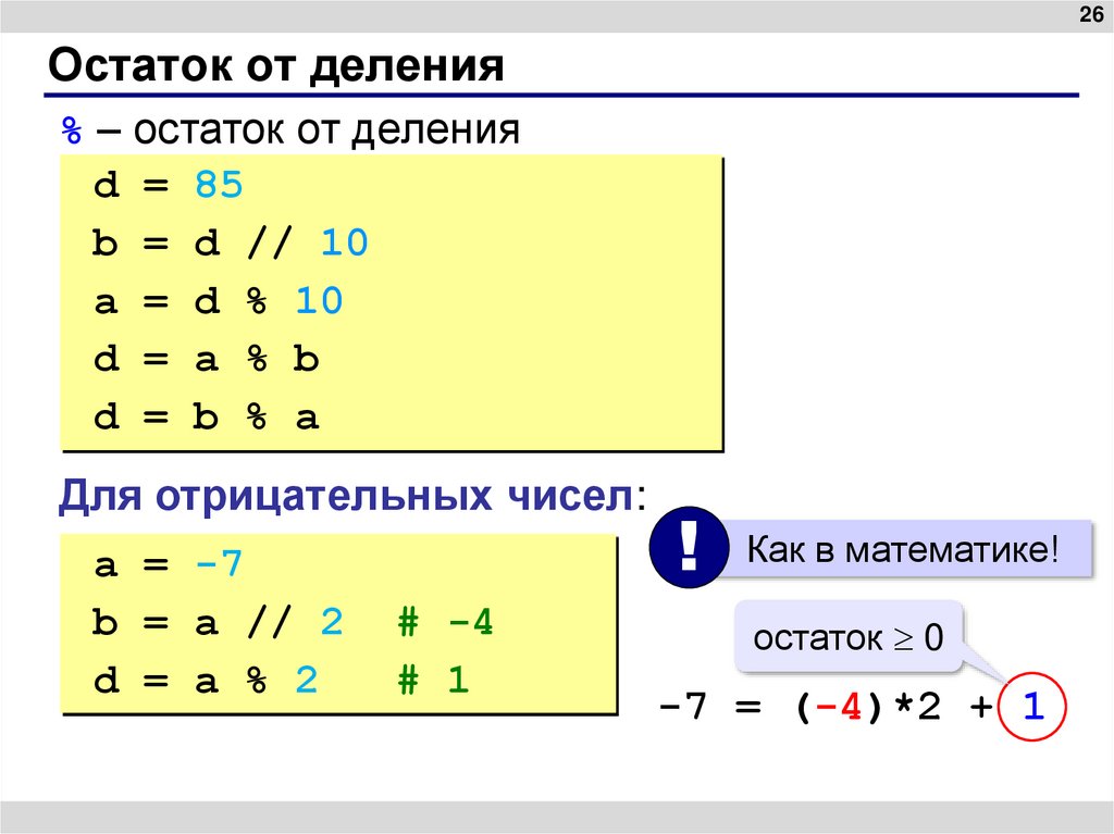 Остаток от деления