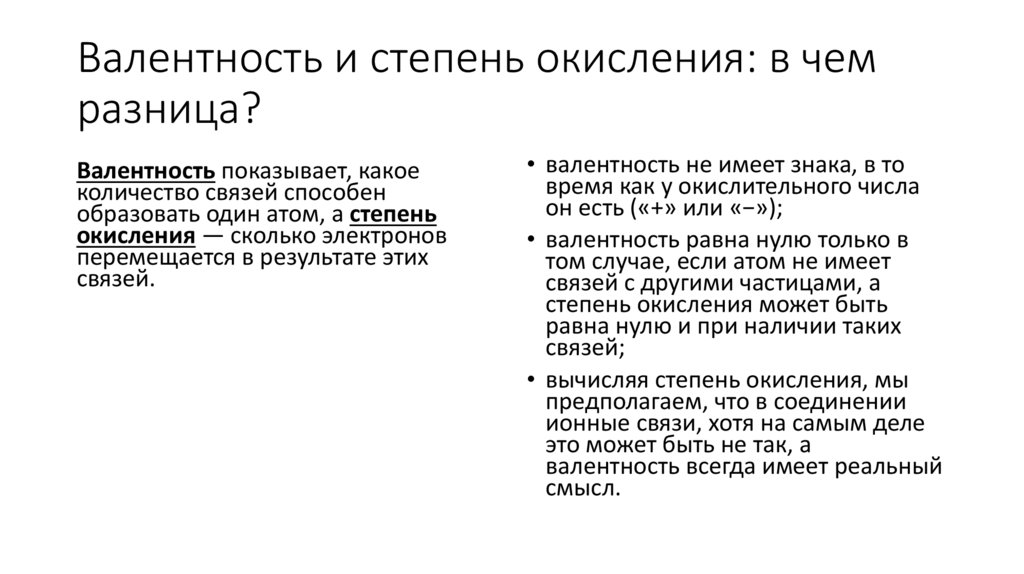 Валентность и степень окисления: в чем разница?