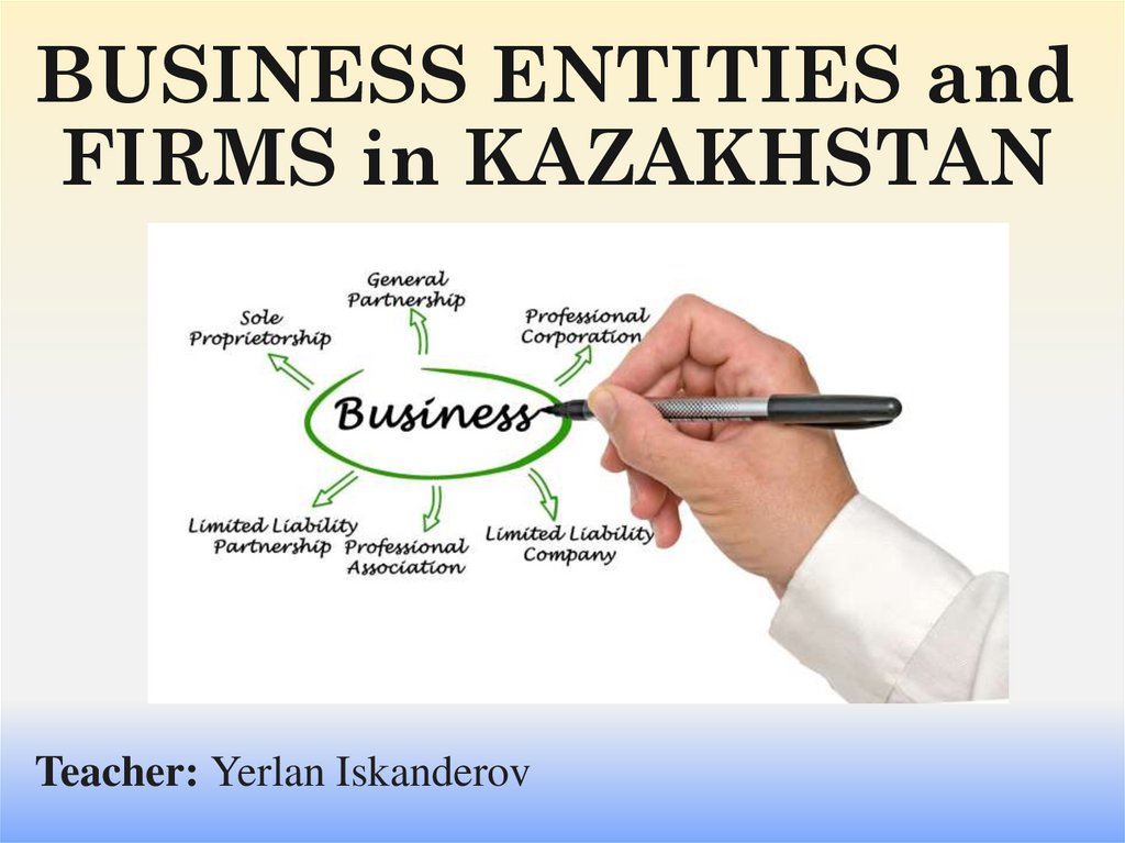 BUSINESS ENTITIES and FIRMS in KAZAKHSTAN