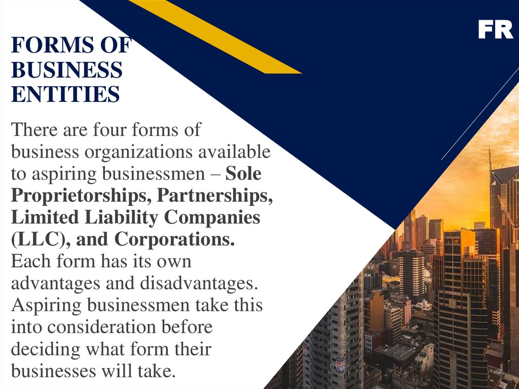 FORMS OF BUSINESS ENTITIES