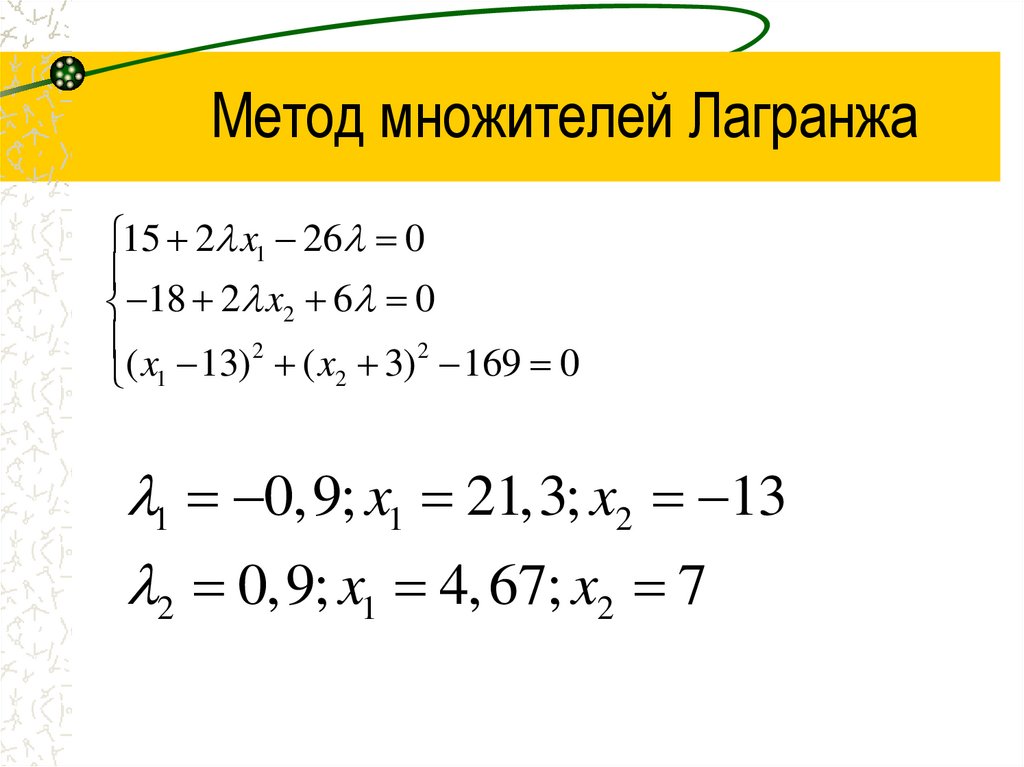 Метод множителей Лагранжа