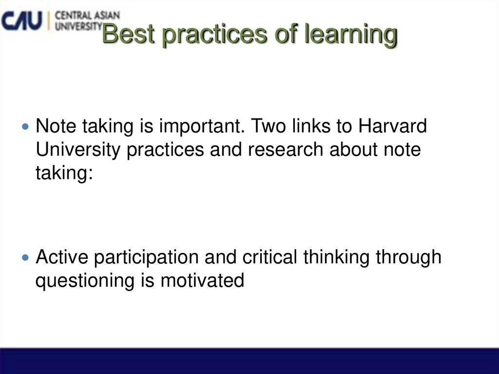 Best practices of learning