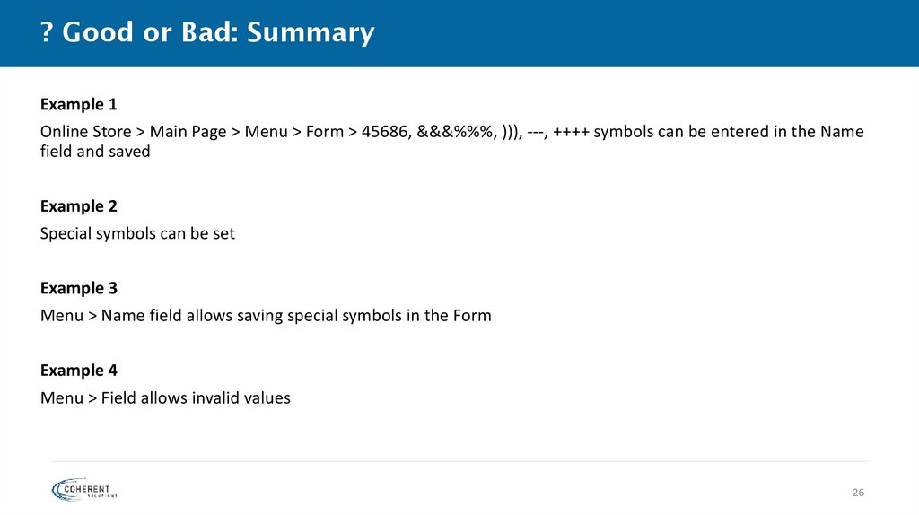 ? Good or Bad: Summary