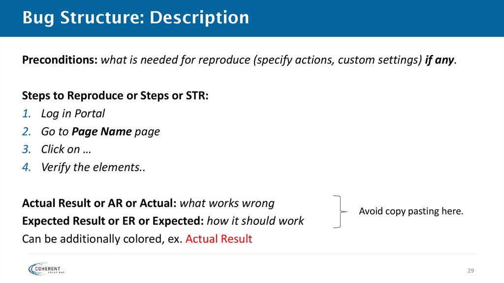 Bug Structure: Description