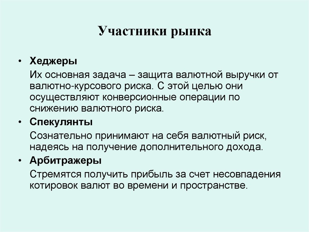 Участники рынка