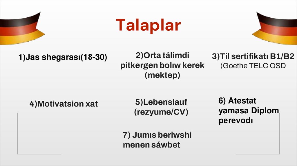 3)Til sertifikatı B1/B2 (Goethe TELC OSD
