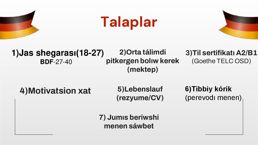 3)Til sertifikatı A2/B1 (Goethe TELC OSD)