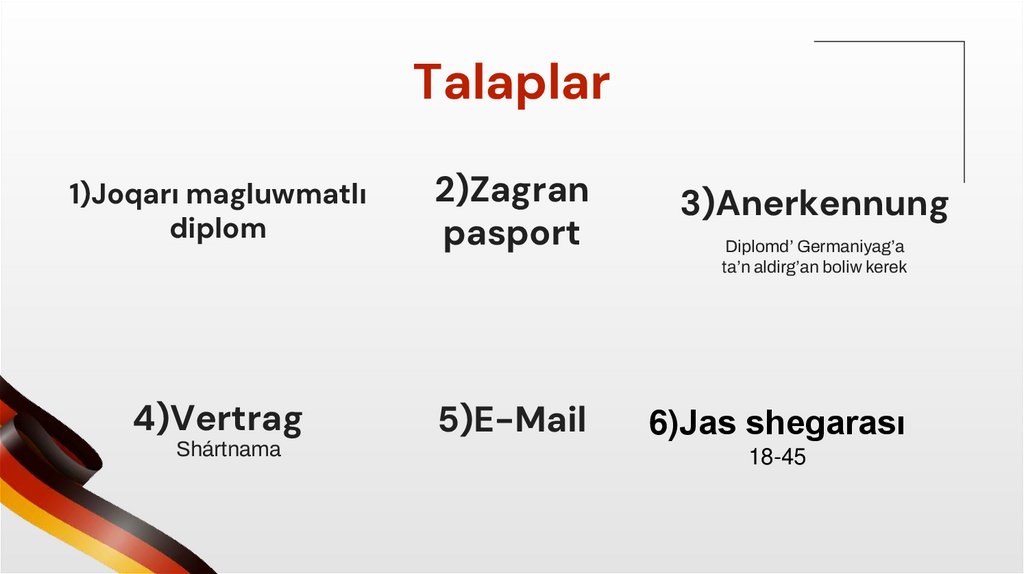 1)Joqarı magluwmatlı diplom