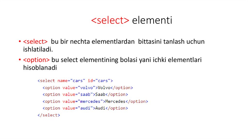 <select> elementi