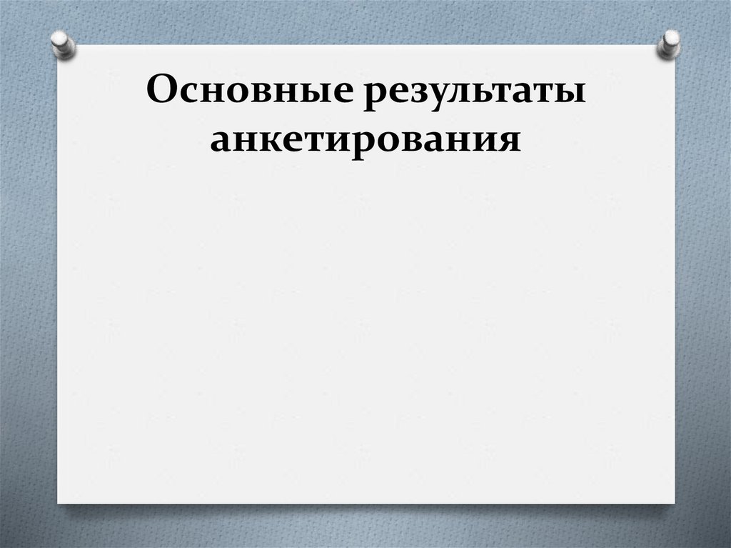 Основные результаты анкетирования