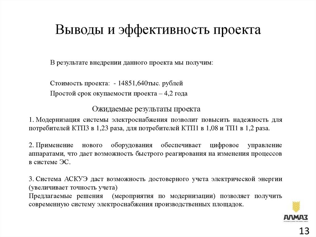 Выводы и эффективность проекта