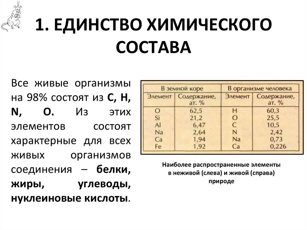 1. ЕДИНСТВО ХИМИЧЕСКОГО СОСТАВА
