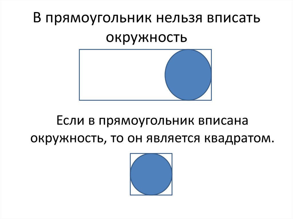 В прямоугольник нельзя вписать окружность