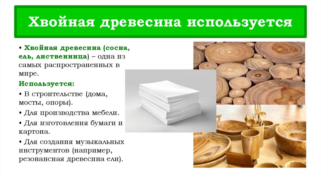 Хвойная древесина используется
