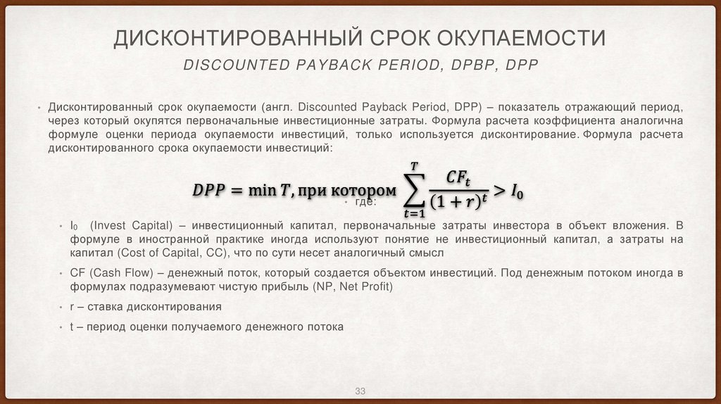 Дисконтированный срок окупаемости