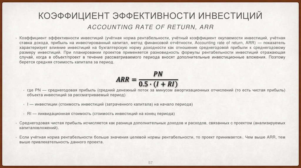 Коэффициент эффективности инвестиций