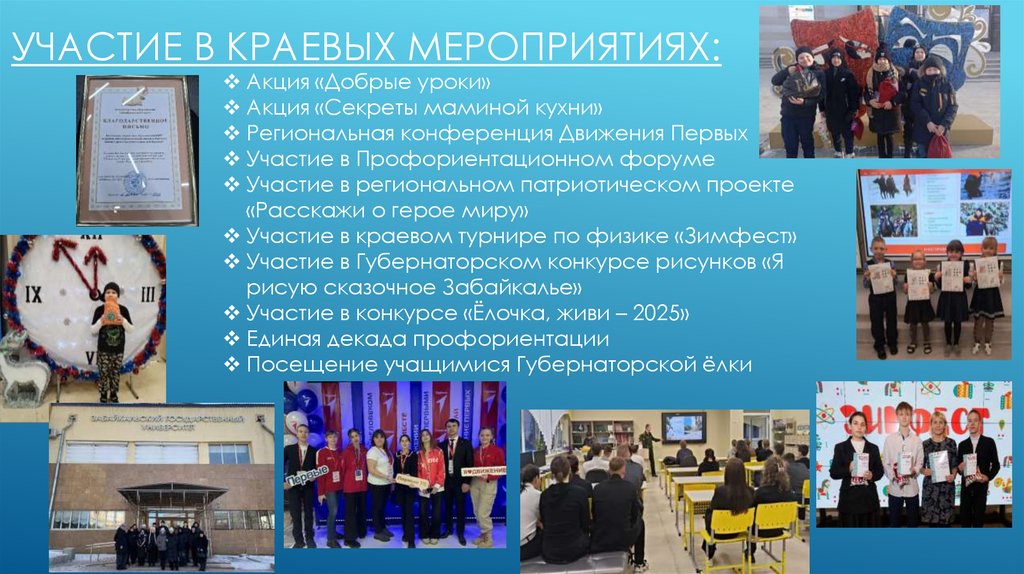 Участие в краевых мероприятиях: