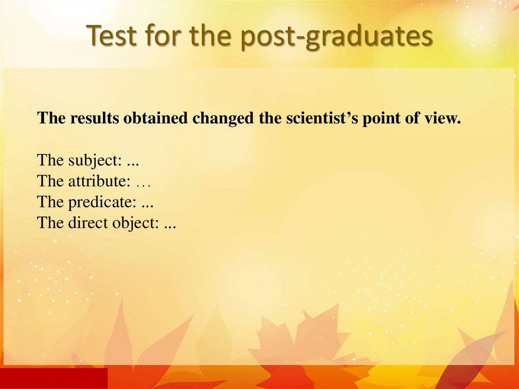 Test for the post-graduates