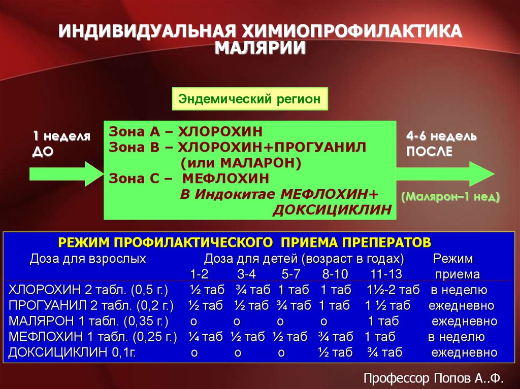 ИНДИВИДУАЛЬНАЯ ХИМИОПРОФИЛАКТИКА МАЛЯРИИ