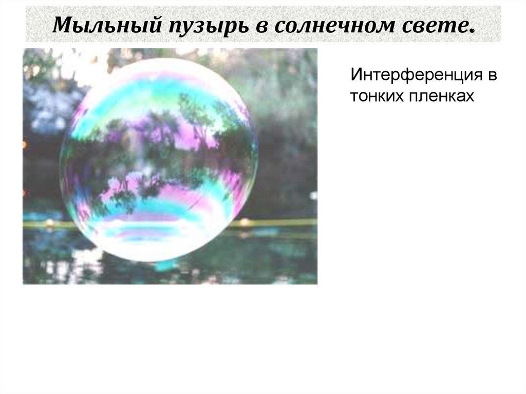 Мыльный пузырь в солнечном свете.