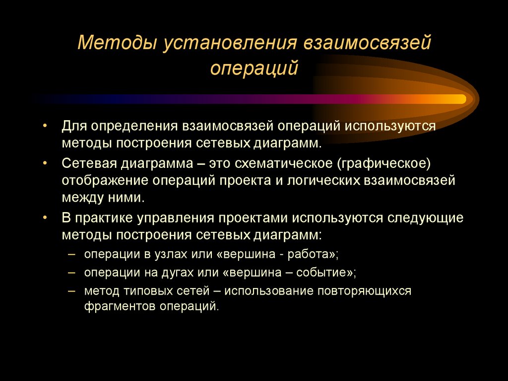 Методы установления взаимосвязей операций