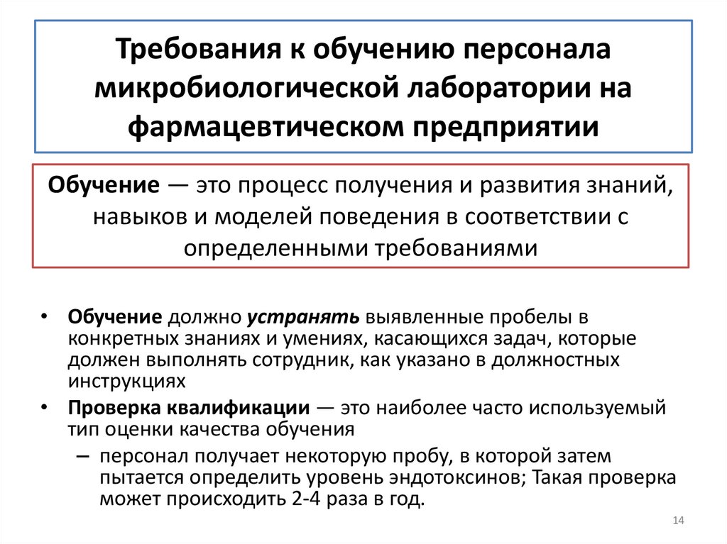 Требования к обучению персонала микробиологической лаборатории на фармацевтическом предприятии