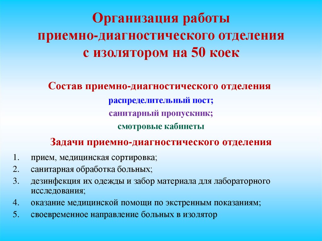 Состав приемно-диагностического отделения