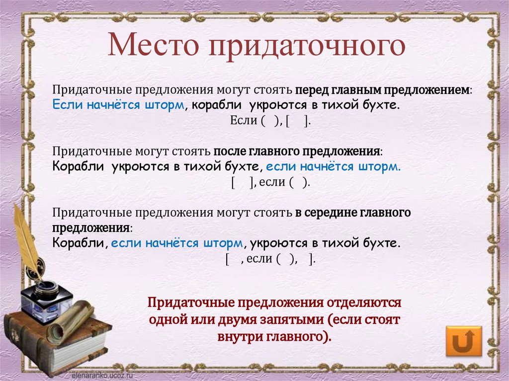 Место придаточного