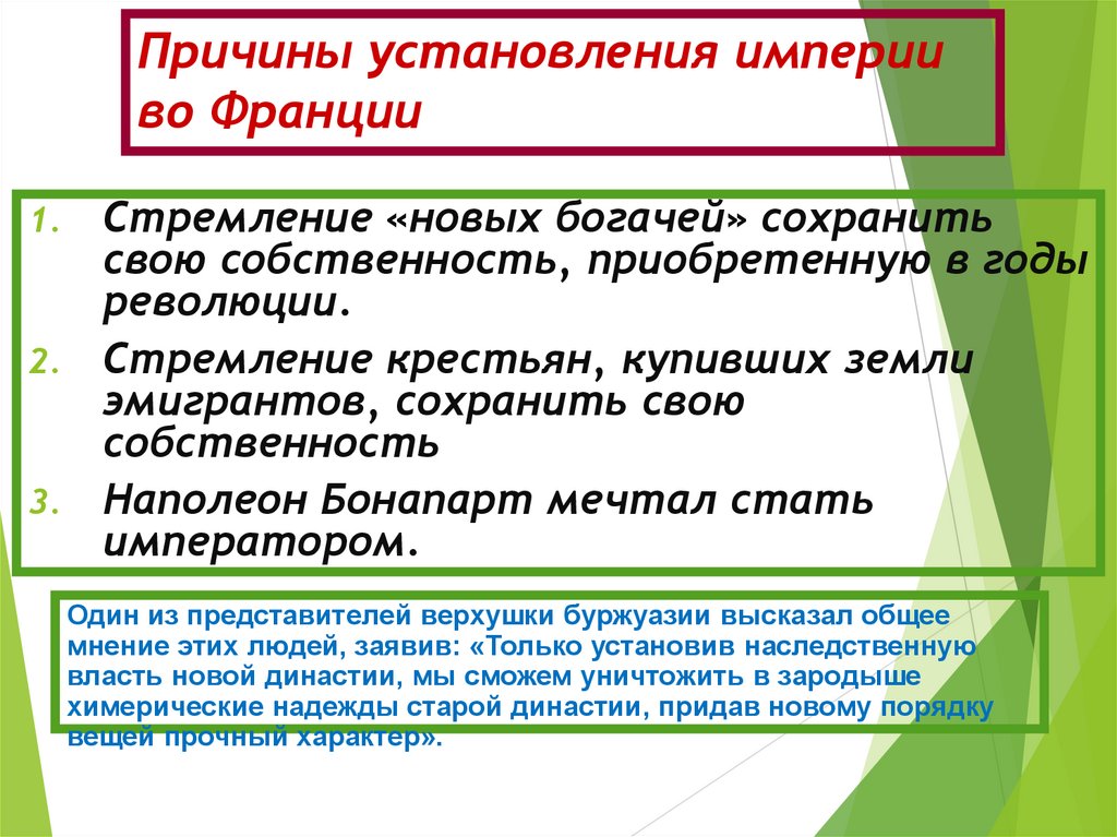 Причины установления империи во Франции