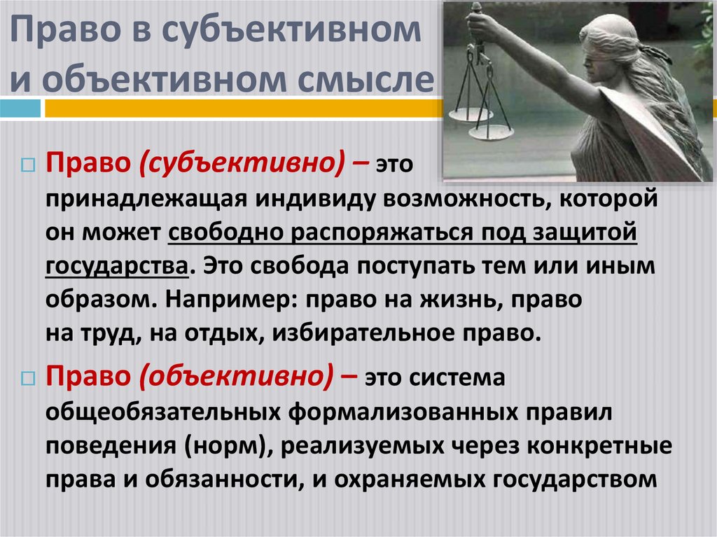 Право в субъективном и объективном смысле