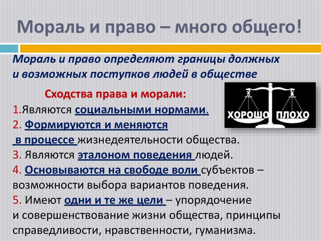 Мораль и право – много общего!