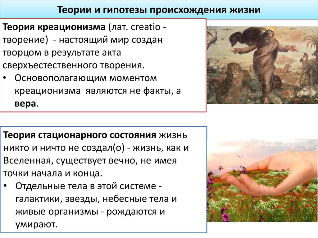 Теории и гипотезы происхождения жизни