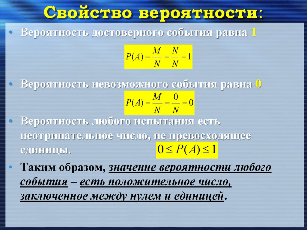 Свойство вероятности: