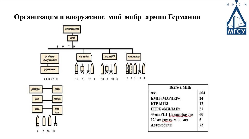 Организация и вооружение мпб мпбр армии Германии