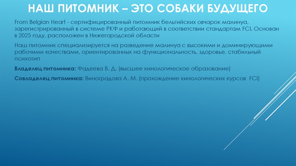 Наш питомник – это собаки будущего