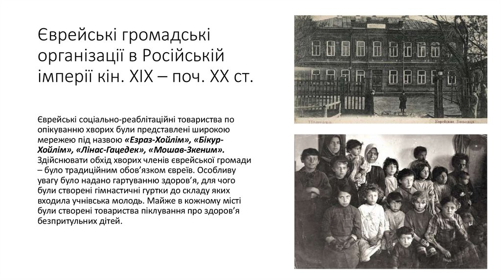 Єврейські громадські організації в Російській імперії кін. XIX – поч. XX ст.