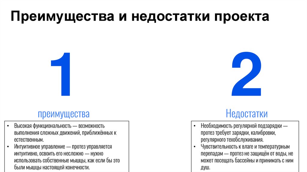 Преимущества и недостатки проекта