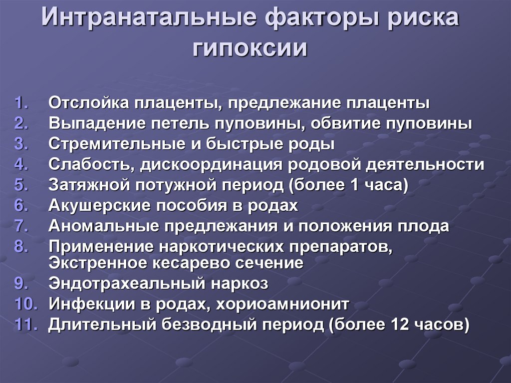 Интранатальные факторы риска гипоксии