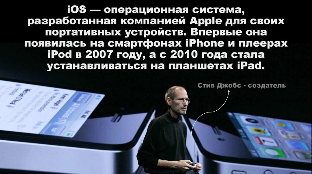 iOS — операционная система, разработанная компанией Apple для своих портативных устройств. Впервые она появилась на смартфонах