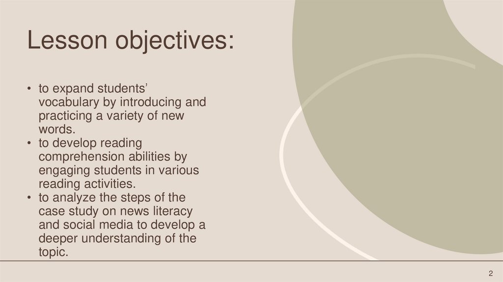 Lesson objectives:
